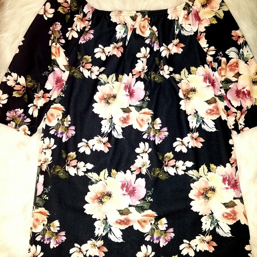 Off-the-shoulder Floral Shirt dress